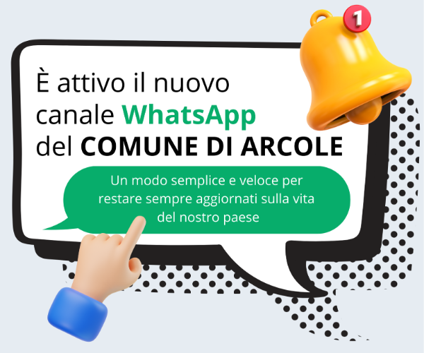 E' ATTIVO IL NUOVO CANALE WHATSAPP DEL COMUNE DI ARCOLE